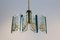 French Brass & Etched Glass Chandelier, 1960s, Image 1