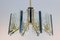 French Brass & Etched Glass Chandelier, 1960s 8