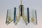 French Brass & Etched Glass Chandelier, 1960s, Image 8