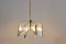 French Brass & Etched Glass Chandelier, 1960s 5