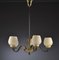 Brass Chandelier with Opaline Glass Shades by Bent Karlby for Lyfa, 1950s, Image 1