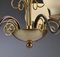 Brass Chandelier with Opaline Glass Shades by Bent Karlby for Lyfa, 1950s 3