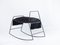 Handmade Matte Black Iron & Textile Rocking Horse Stool with Cushion Seat by Iota Hand Stitched, Image 1