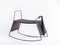 Handgemachter Schaukelpferd-Hocker aus matt-schwarzem Eisen & Stoff mit Teppich-Sitz von Iota Hand Stitched 1