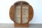 Circular Art Deco Walnut Display Cabinet with Glass Shelves 1