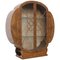 Circular Art Deco Walnut Display Cabinet with Glass Shelves 3