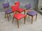 French Red and Purple Chairs, 1950s, Set of 4 2