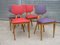 French Red and Purple Chairs, 1950s, Set of 4 3