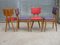 Französische Stühle in Rot und Lila, 1950er, 4er Set 4