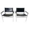 Model 4735 Tubular Steel Black Leather Chairs by Gerard Vollenbrock for Leolux, 1980s, Set of 2 1