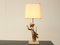 Vintage Gilt Metal & Travertine Peacock Table Lamp 2