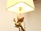 Lampe de Bureau Paon Vintage en Métal Doré et Travertin 4