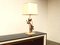 Vintage Gilt Metal & Travertine Peacock Table Lamp, Image 7