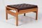 Mid-Century Wooden Ottomans with Leather Cushions, Set of 2, Image 10