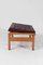 Mid-Century Wooden Ottomans with Leather Cushions, Set of 2 8