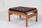 Mid-Century Wooden Ottomans with Leather Cushions, Set of 2 3