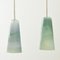 Lampe à Suspension Delta Gris Clair et Vert Pastel, Collection Moire, en Verre Soufflé à la Main par Atelier George 3
