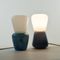 Duo Table Lamp in Blue Grey, Moire Collection, Hand-Blown Glass by Atelier George 4