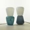 Duo Tischlampe in Blaugrau aus mundgeblasenem Glas, Moire Collection von Atelier George 3