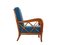 Italian Blue Velvet Armchair, 1940s, Image 4