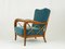 Italian Blue Velvet Armchair, 1940s 7