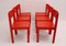 Stapelbare rote Esszimmerstühle von E. & A. Pollak, 6er Set 2