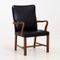 Danish Leather & Mahogany Armchair by Jacob Kjær, 1960s 1