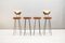 Mid-Century Barhocker mit Kuhfell, 1950er, 4er Set 1