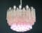 Lámpara de araña de cristal de Murano con 107 quadriedri en rosa, años 80, Imagen 2