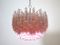 Lámpara de araña de cristal de Murano con 107 quadriedri en rosa, años 80, Imagen 12