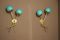 Italian Sconces in Turquoise Blue Murano Glass and Brass, 1970s, Set of 2 2