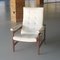 Teak and White Vinyl Lounge Chair, 1960s, Image 1