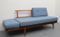 Sofá cama de teca con tapicería en azul claro, años 60, Imagen 6