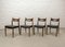 Mid-Century Teak & Black Leatherette Dining Chairs, 1960s, Set of 4, Image 2