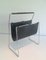 Black Leather & Chrome Magazine Rack, 1970s 1