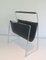 Black Leather & Chrome Magazine Rack, 1970s 3