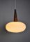 Opaline Glass and Teak Pendant Lamp by Louis Kalff for Philips, 1960s, Image 2