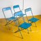 Mid-Century French Blue Iron Folding Chairs, 1950s, Set of 4 3