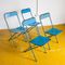 Mid-Century French Blue Iron Folding Chairs, 1950s, Set of 4, Image 3