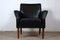 Dänische Mid-Century Sessel aus schwarzem Leder, 2er Set 1