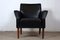 Fauteuils Mid-Century en Cuir Noir, Set de 2 1