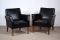 Mid-Century Danish Black Leather Easy Chairs, Set of 2 3