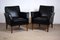 Mid-Century Danish Black Leather Easy Chairs, Set of 2 2