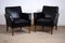 Mid-Century Danish Black Leather Easy Chairs, Set of 2, Image 2