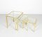 Mesas nido vintage de aluminio dorado con tablero de vidrio de Pierre Vandel, Imagen 3