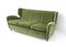 Italian Olive Green Velvet Sofa with Ebonized Wood Feet, 1950s 2