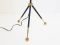 Französische Mid-Century Dreibein Stehlampe aus Stahl, Messing & Plexiglas, 1950er 3