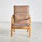 Oak and Beige Leather Armchair, 1960s 2