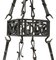 Large Antique Wrought Iron and Frosted Glass Chandelier, Image 7
