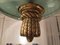 Art Deco Ceiling Lamp in Brass and Patterned Glass, Image 4